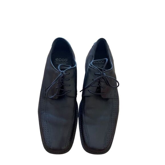 Ecco Mens Black Square Toe Leather Lace Up Oxford Career Dress Shoes Size 42 - Picture 6 of 8